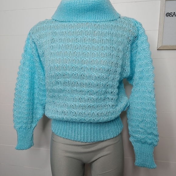 VINTAGE textured knit turtleneck L - Picture 4 of 10